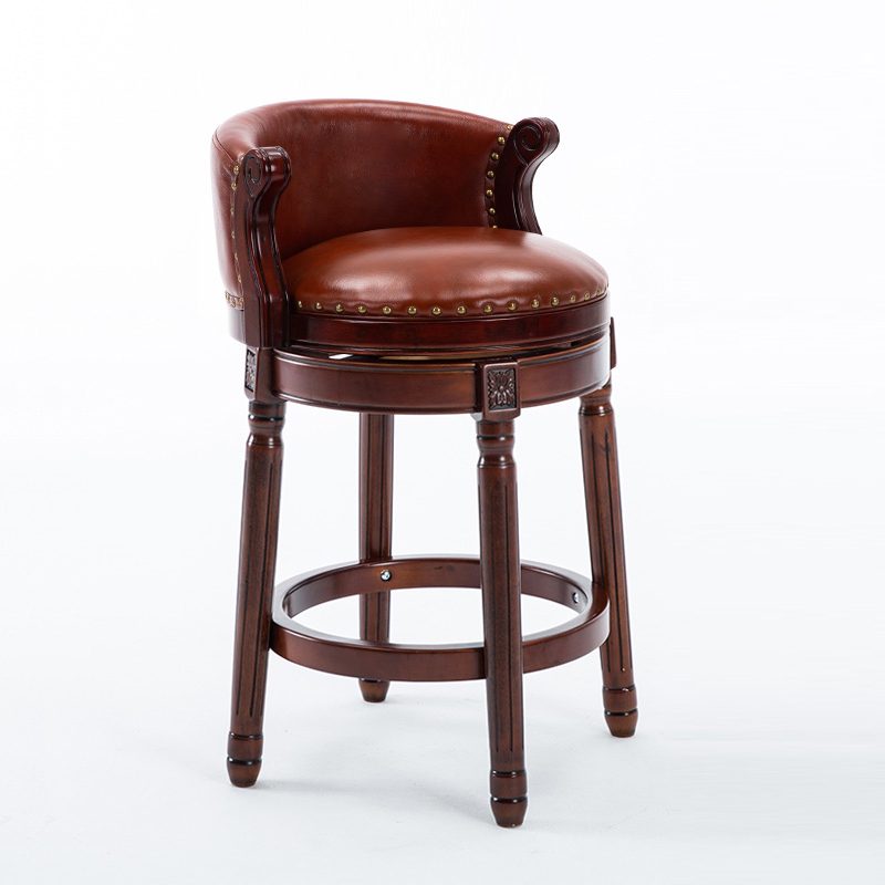 Cow top Leather Wooden Bar Stools, 360 Degree Swivel Bar Chair with Backs,Bar height Couner Height Barstools  for Home Kitchen Dining Room and Bar Room(brown 1pc)